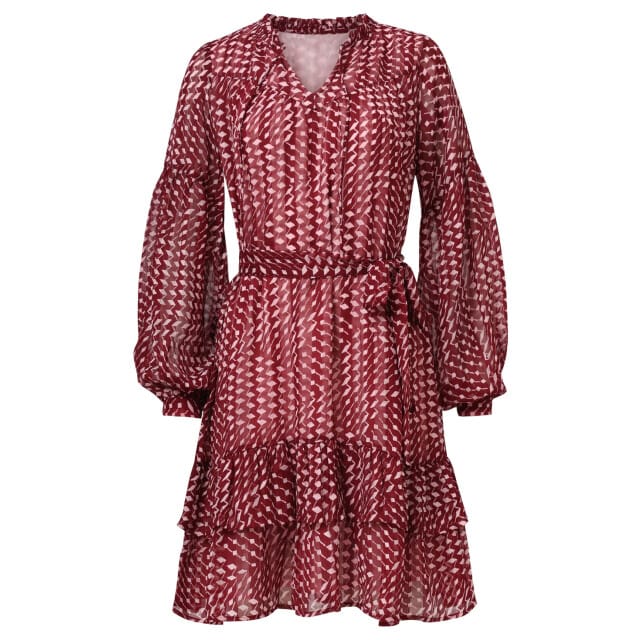 Smashed Lemon Bordeaux en babyroze geometrische jurk |