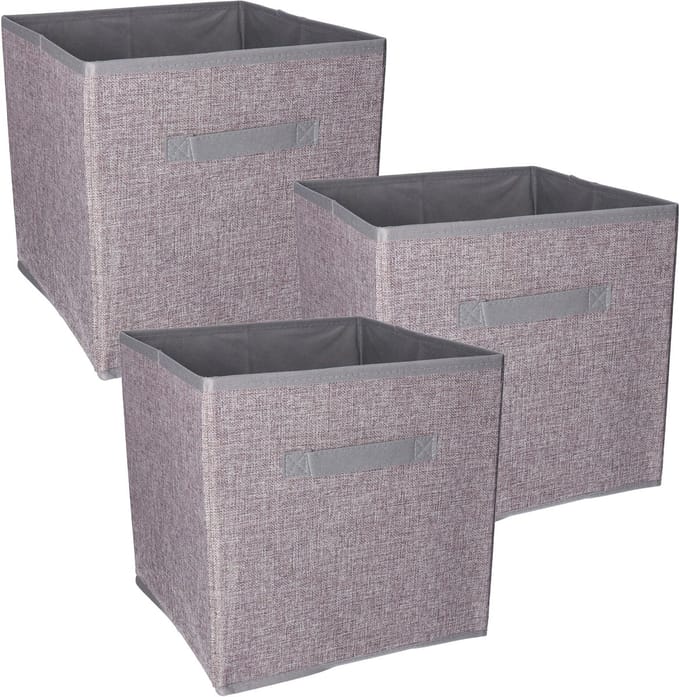 Storage solutions Kast opberg/opruim mand - Set van 3x stuks - grijs - 30 x 30 x 30 cm