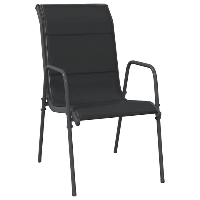 vidaXL - Tuinstoelen - 6 - st - staal - en - textileen - zwart