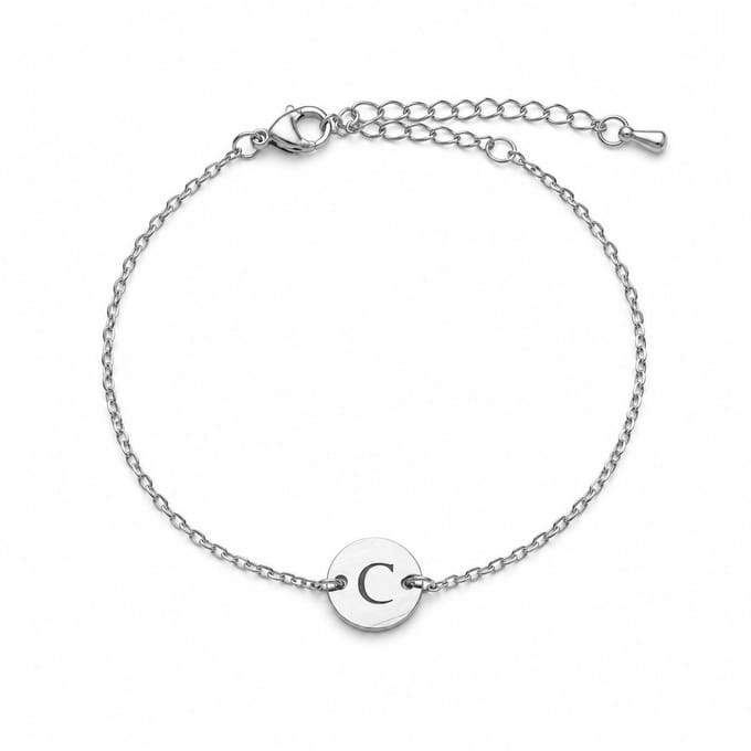 Minimalistische Initiaal Munt Armband Zilver