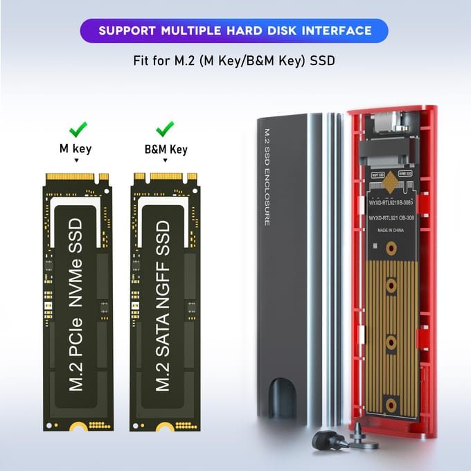 M2 NVMe SATA SSD-behuizing 10 Gbps SSD-box M.2 NVME NGFF SSD naar USB 3.1-behuizing Type-A naar Type-C-kabel voor pc-laptop gray
