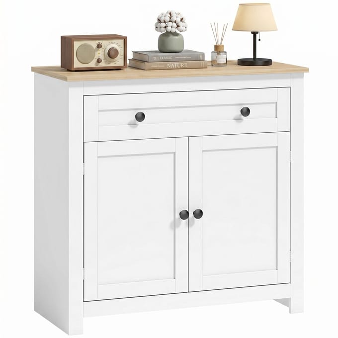 HOMCOM Dressoir-Spaanplaat-78,5L x 35B x 80H cm-Wit