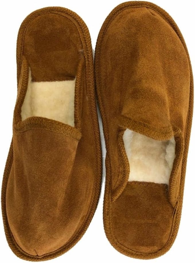 Bernardino - heren slippers - pantoffels - wollen - bruin - Gevoerd 41