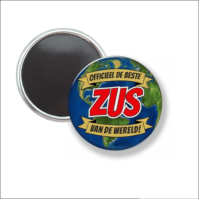 Button Met Magneet 58 MM - Officieel De Beste Zus Van De Wereld - NIET VOOR KLEDING