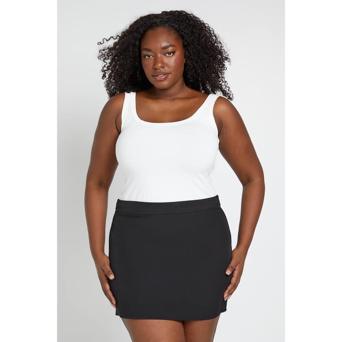 boohoo Dames Plus Getailleerde Mini Rok | Black | Maat: 24