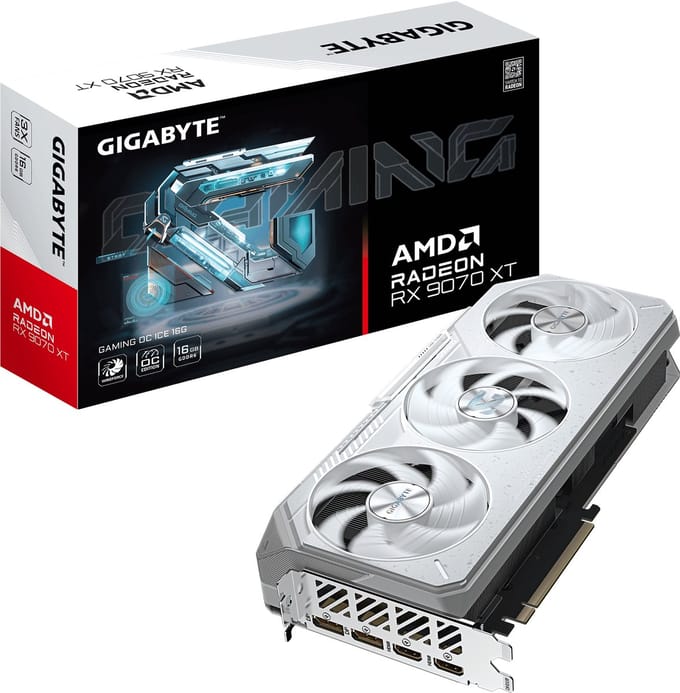 GIGABYTE Radeon RX 9070 XT GAMING OC ICE - 16GB GDDR6 RAM - Grafische kaarten