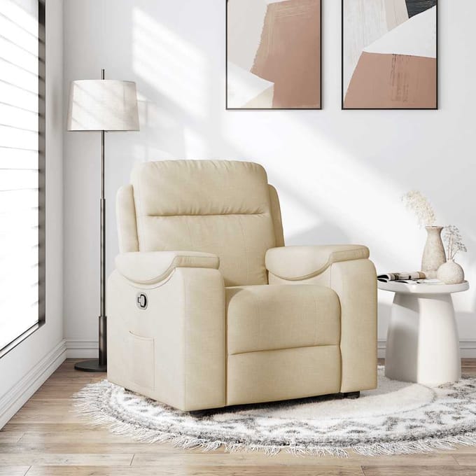 vidaXL - Fauteuil - verstelbaar - stof - crèmekleurig