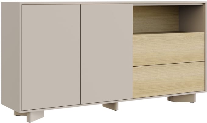 Selsey Distria – Dressoir met lades kasjmiergrijs / eikenlook, 156 cm