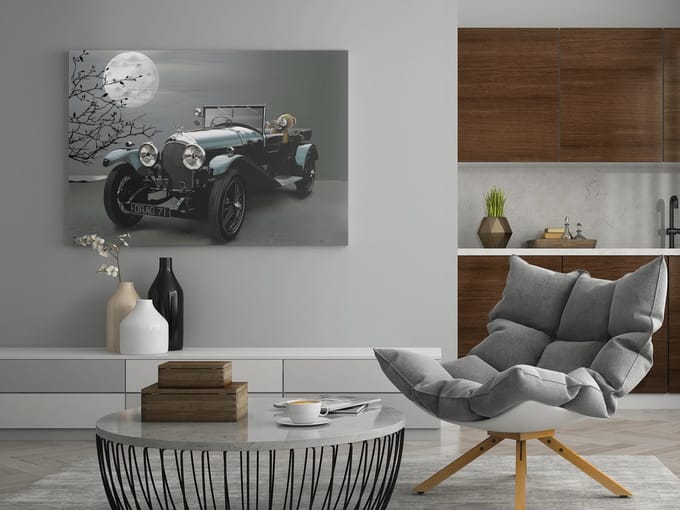 Canvas Schilderij - Bentley - Oldtimer - Wanddecoratie - 90x60 cm