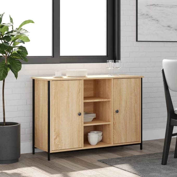 vidaXL - Dressoir - 100x35x70 - cm - bewerkt - hout - sonoma - eikenkleurig