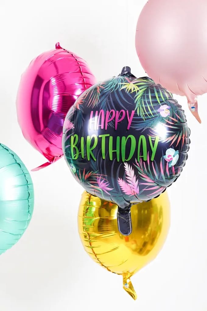 Folieballon Verjaardag Neon Tropical - 45 cm