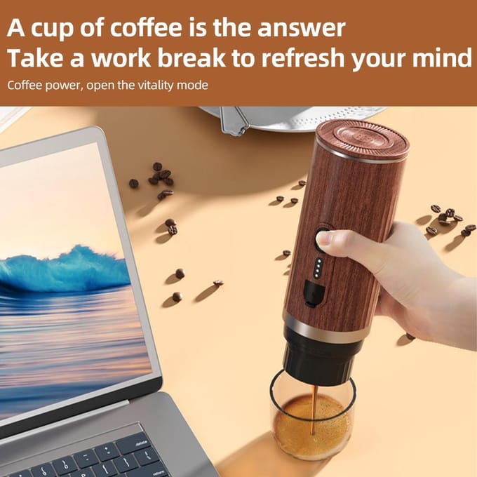 Machine à café expresso électrique portable sans fil chauffante 3 oz Mini cafetière à portion individuelle avec noir