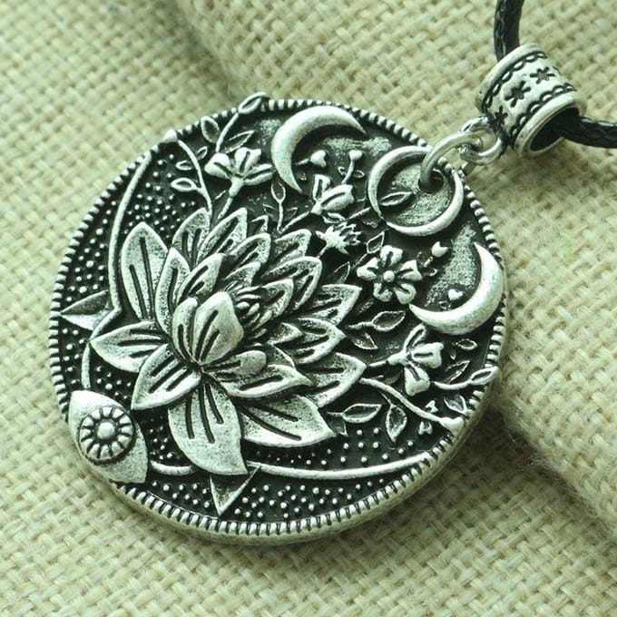 Mandala Bloem Ketting Lotus Meditatie Yoga Sieraden gray