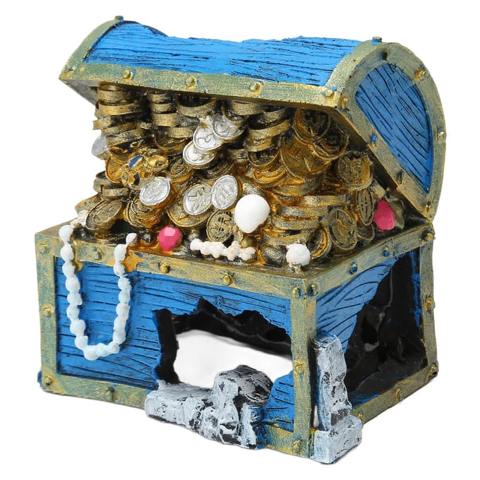 Aquarium Schatkist Ornament Hars Schatkist Doos Schuilplaats voor Aquarium Landschap black