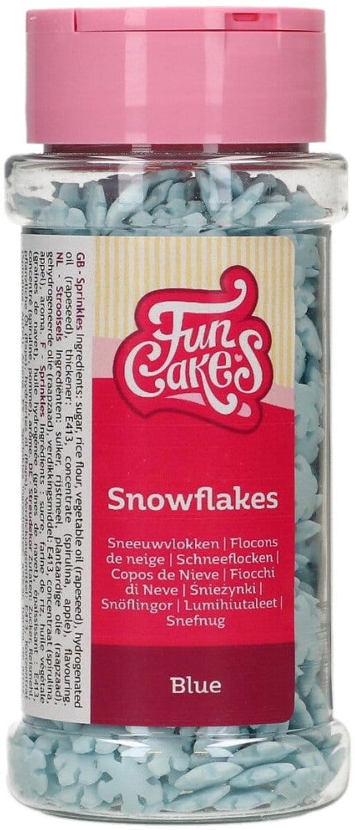 FunCakes Sprinkles Sneeuwvlokken - Blauw - 50g - Eetbare Taartdecoratie