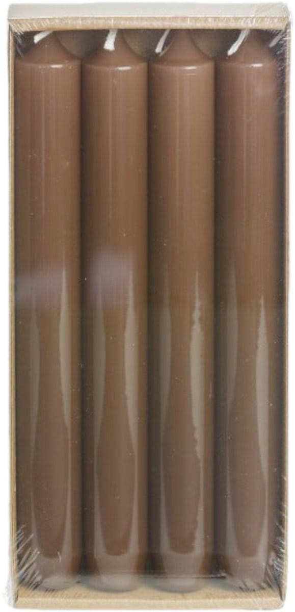Rustik Lys - Hoogglans - Kaarsen - Dinerkaarsen - Cognac - Set van 4  - Ø 2,1  x 19 Centimeter