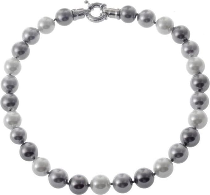 Behave Parelketting - dames - grijs - handgeknoopt - lengte 44,5cm - 14mm parels