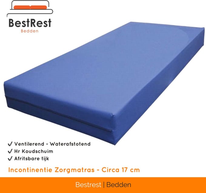 Zorgmatras Incontinentie - Waterdicht - Koudschuim Hybride - ca 17cm dik - 80x210cm