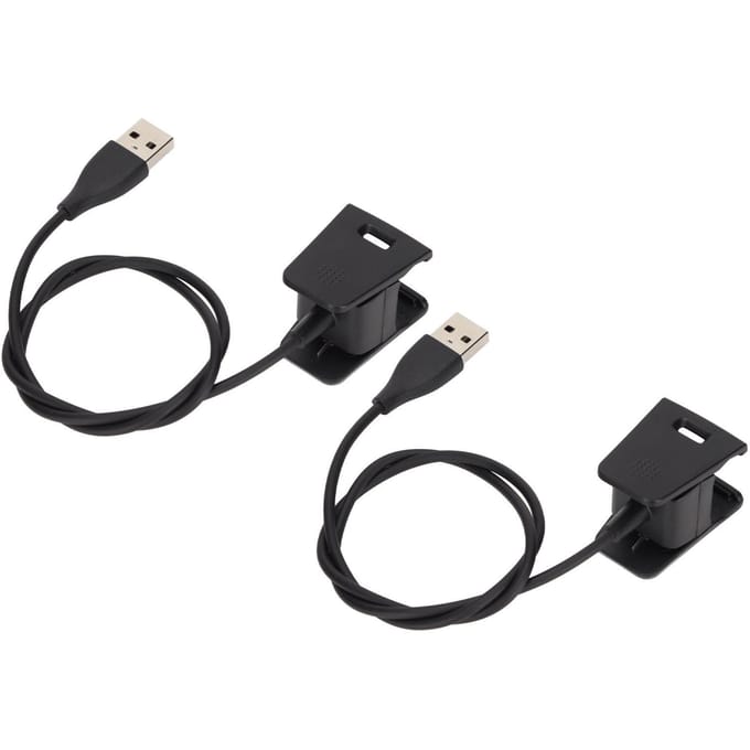 2 Stuks Smartwatch Oplader USB Oplaadkabel Snoer Oplaadstation Adapter voor Fitbit Charge 2 black