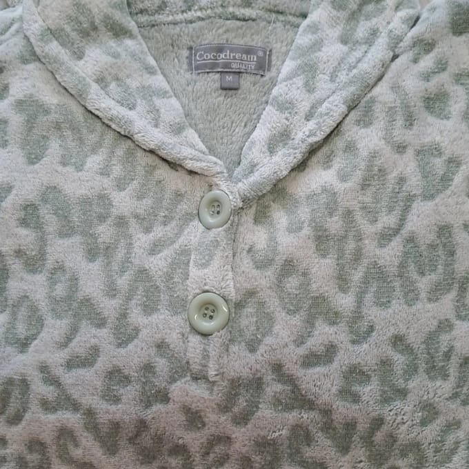 Cocodream dames huispak fleece - maat S - Panter - mint