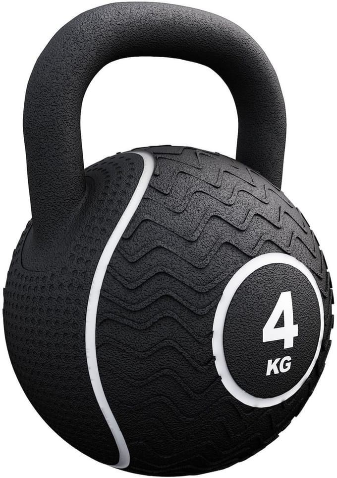 Gorilla Sports Kettlebell - Gietijzer - Rubber - Gewicht - Zwart - 4 kg