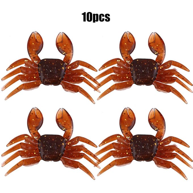 10 stuks Kunstmatige Plastic Zachte Krab Aas 3D Simulatie Zoetwatervissen Aas (Bruin) brown