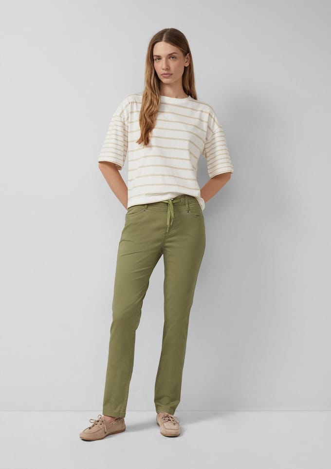 Vrouwelijke elastische katoenen satijnen chino broek s.Oliver