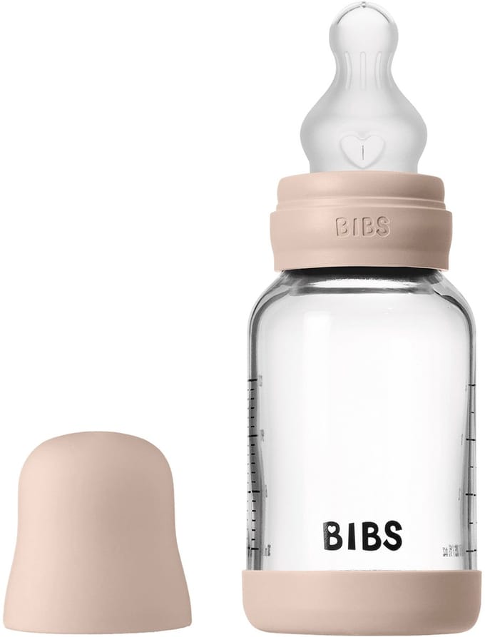BIBS Fles - Slow Flow - 120 ml - Silicone/Glas - Blush