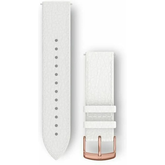 Garmin Quick Release Horlogebandje - Italiaans Leer - 20mm Polsbandje - Wearablebandje - Wit / Rose Goud
