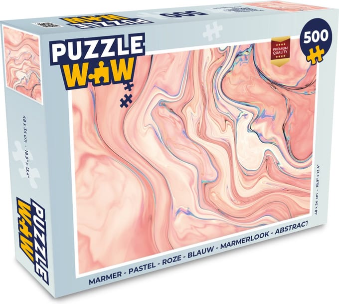 Puzzel Marmer - Pastel - Roze - Blauw - Marmerlook - Abstract - Legpuzzel - Puzzel 500 stukjes
