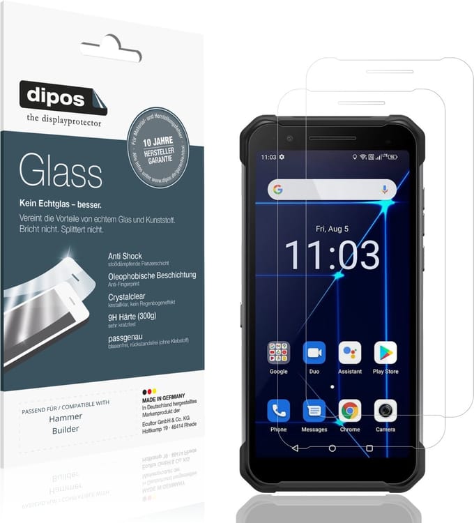 dipos – 2x Pantserfolie geschikt voor Hammer Builder | 9H Screenprotector