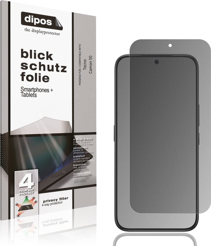 dipos – Matte Privacy Screenprotector geschikt voor Tecno Camon 50 | Anti-Spy Beschermfolie