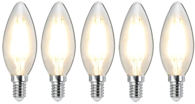 5-Pack Star Trading Kaarslamp - E14 - 2,5W - Extra Warm Wit - 2700K - Dimbaar - Helder filament