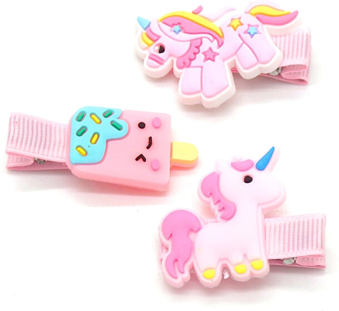 Haarspeldjes - Set van 3 - Unicorn - Glitter and glamour - Roze - Damesdingetjes