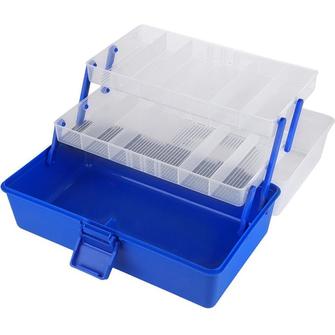 Boîte de Rangement pour Accessoires de Pêche en Plastique à 3 Couches pour Leurres Hameçons white