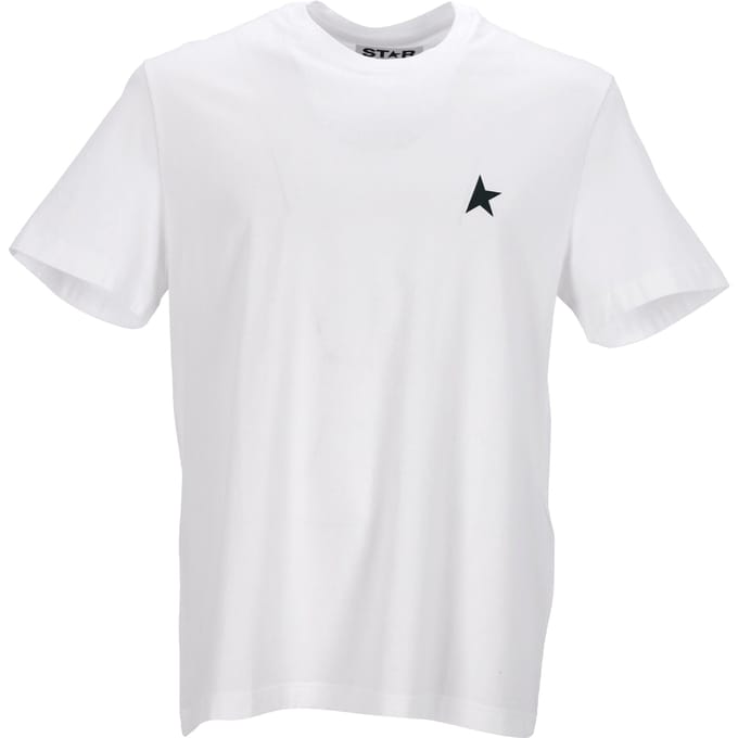 Golden Goose Wit T-shirt met contrasterend groen logo en ster