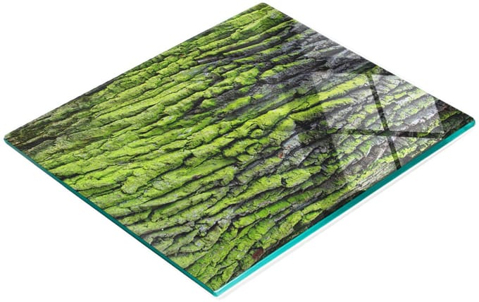 Decoratieve serveerplank van glas met boomschorsmotief, 60x52 cm