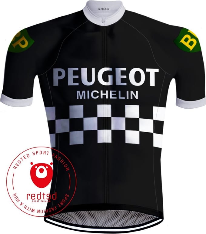 Retro Wielershirt Peugeot Zwart/Wit - REDTED - L