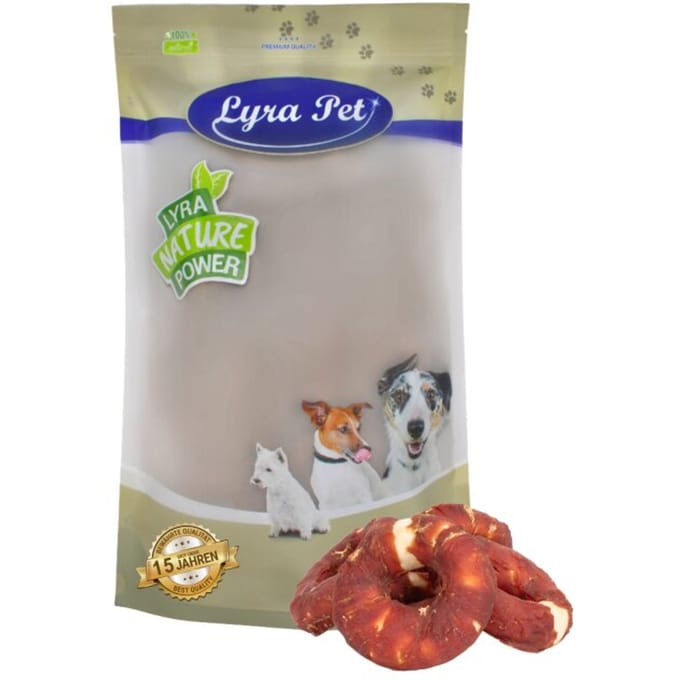 1 - 10 kg Lyra Pet® kauwringen met reepjes eendenborst