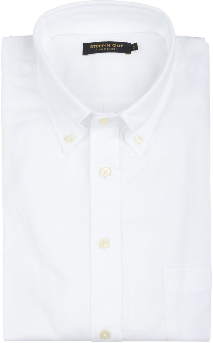 Steppin' Out Overhemd Twill Wit - Maat M - Heren - Casual Shirt