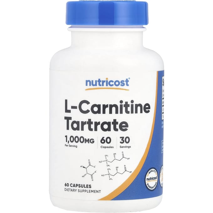 Nutricost, l-carnitine tartraat, 1.000 mg, 60 capsules (500 mg per capsule)