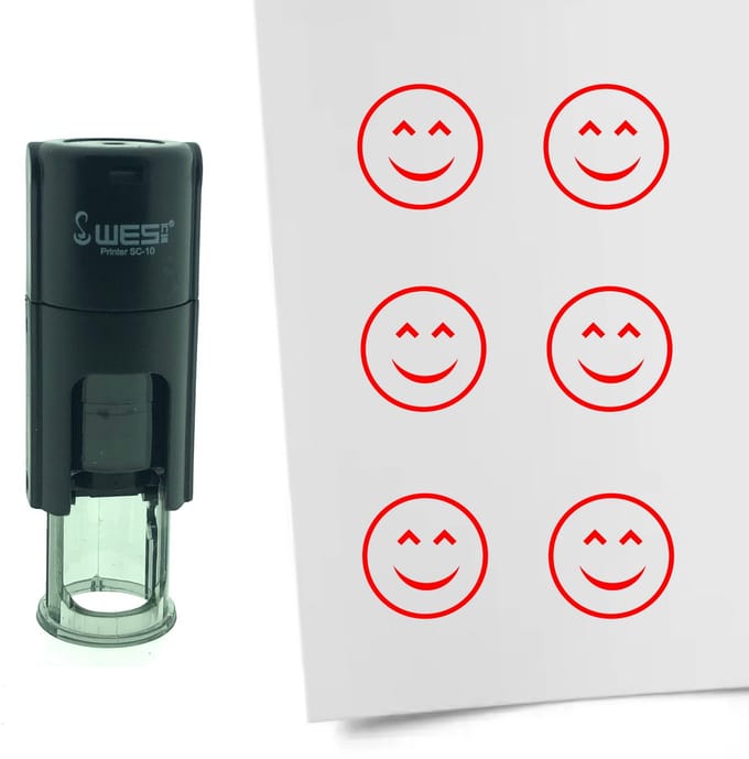 CombiCraft Stempel Smiley Content 10mm rond - Rode inkt