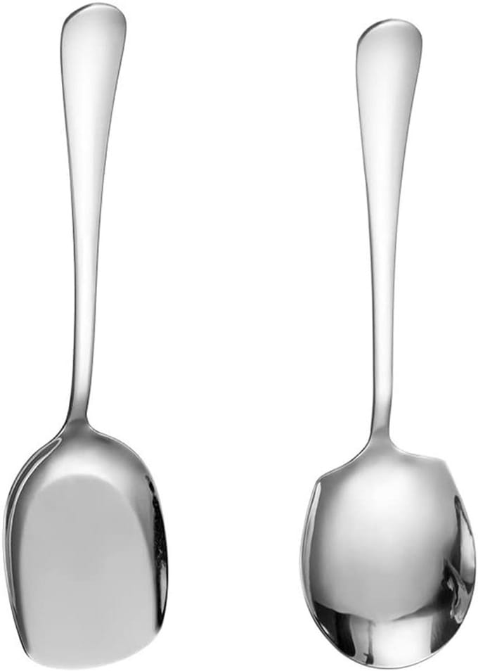 Grote RVS Serveerlepels voor Buffet - Vaatwasmachinebestendige Metalen Keukenhulpmiddelen - Set van 4 Silver