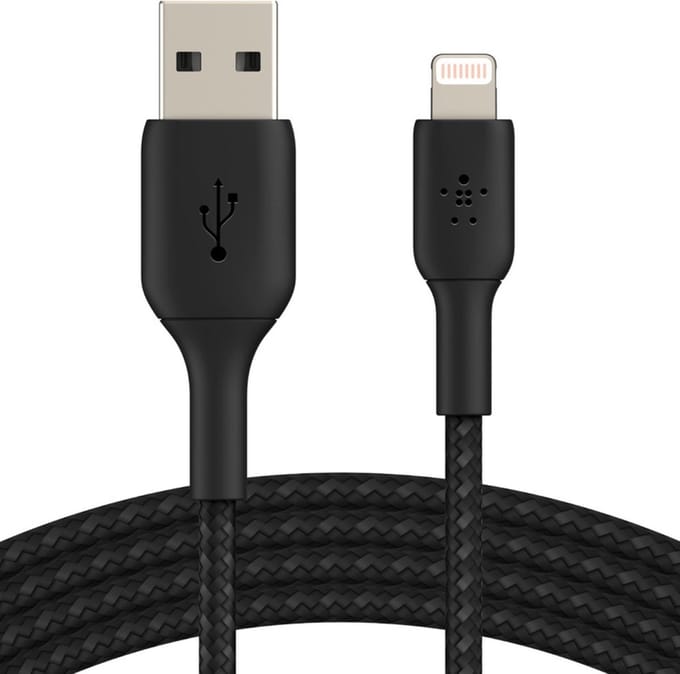 Belkin BOOST↑CHARGE Braided - USB-A naar Lightning Kabel - 3 Meter - 12W - Zwart
