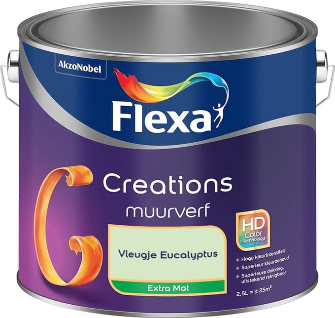 Flexa - Creations Muurverf Extra Mat - Vleugje Eucalyptus - Mengverf - 2,5 L