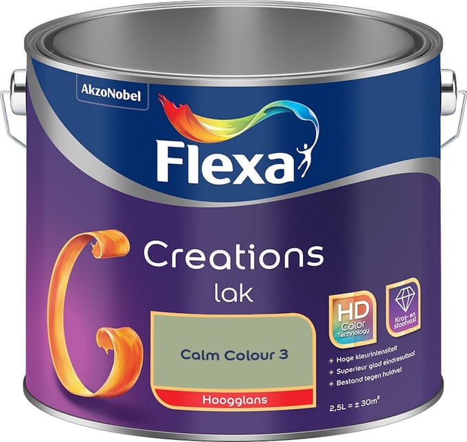 Flexa - Creations Lak Hoogglans - Calm Colour 3 - Mengverf - 2,5 L