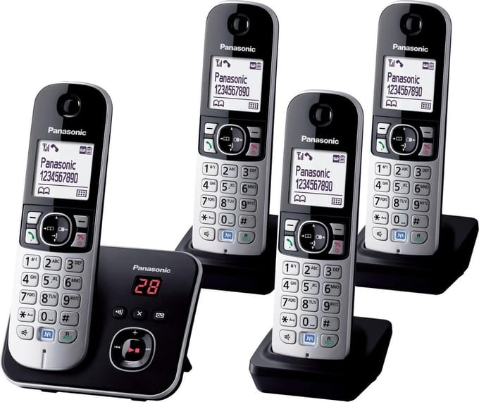 Quattro DECT draadloze telefoon - 4 handsets - antwoordapparaat - zwart - 6824