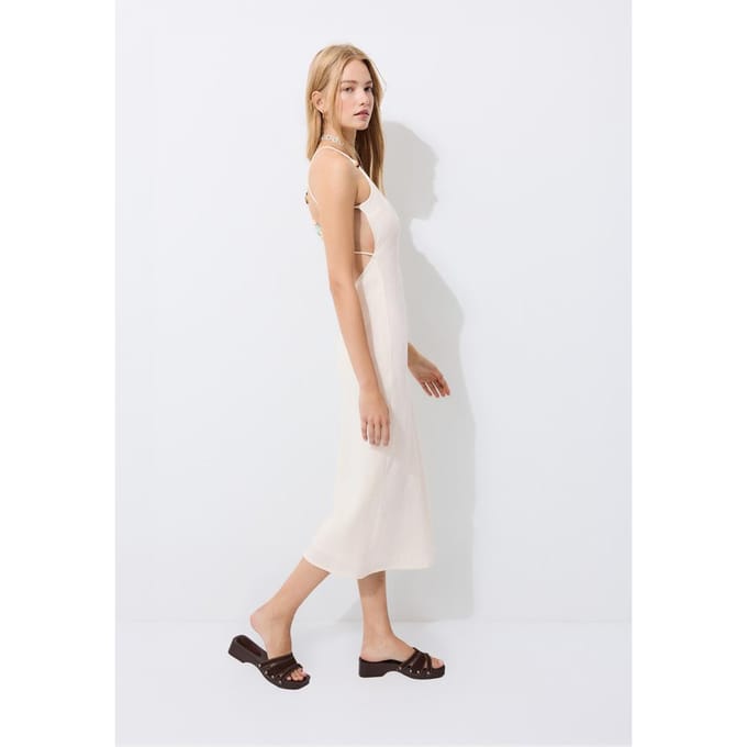Stradivarius Rechte jurk met versierde rug  Steen S