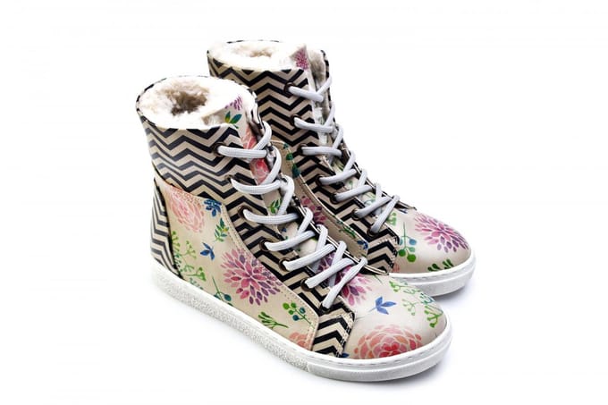 Goby ZigZag Floral Dames Sneakerlaarzen - Handmade - Vegan Leer - Maat 39