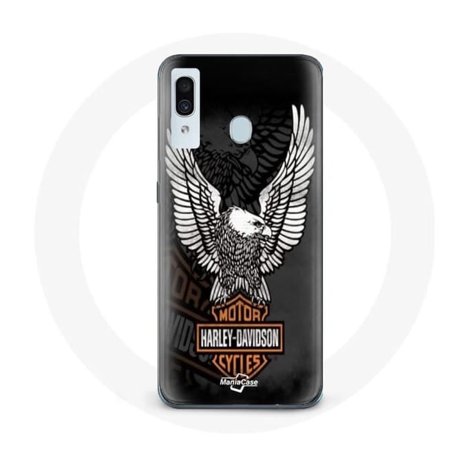 Coque - Harley Davidson - Galaxy A20 - Souple - Noir - Aigle logo